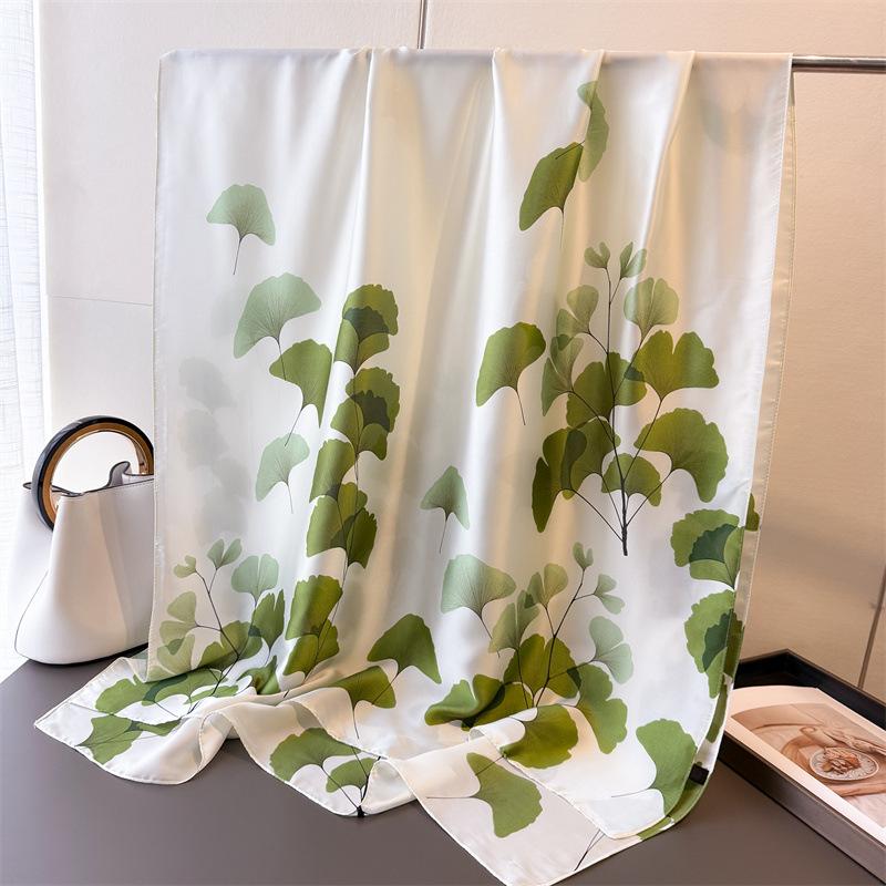 

Simple Printing Simulation Silky Brocade Fashion Sunscreen Silk Scarf Long Scarf Silky Shawl Versatile Headscarf Scarf 180*80cm