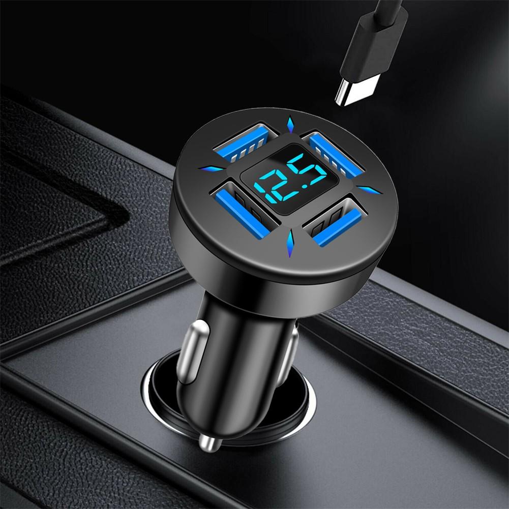 Car Accessories Car Charger Fast Charger Adapter 4 USB Port Fast Charging QC 3.0