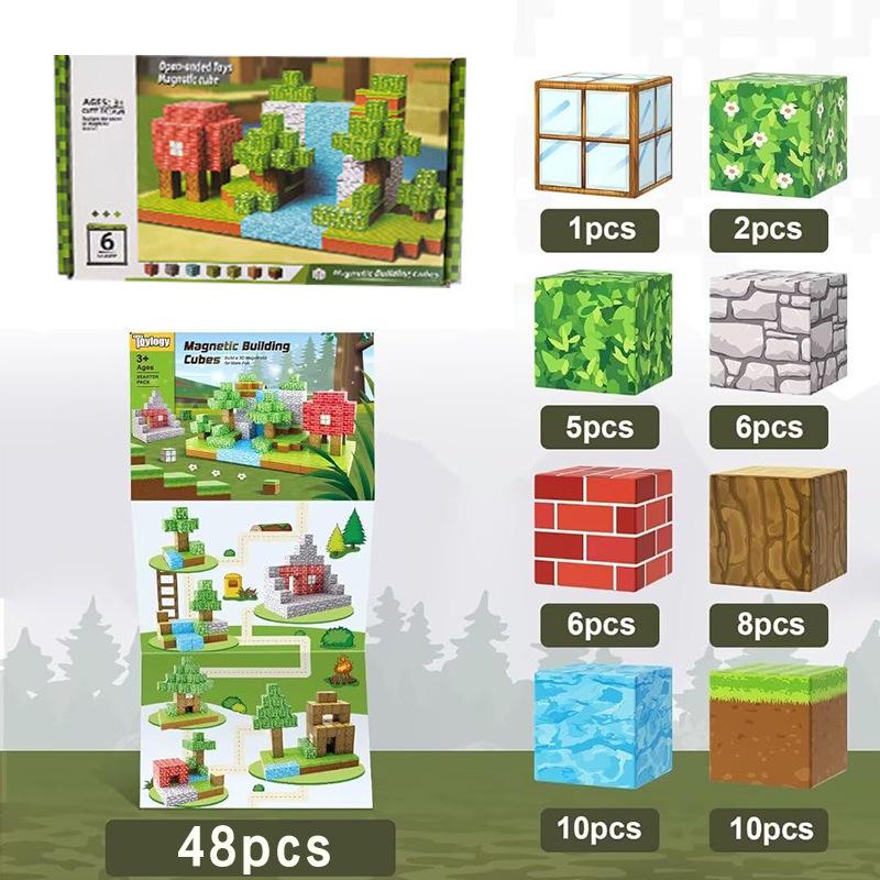 Pink Princess Castle Magnetic Cube Building Blocks - STEM Educational Toy Set