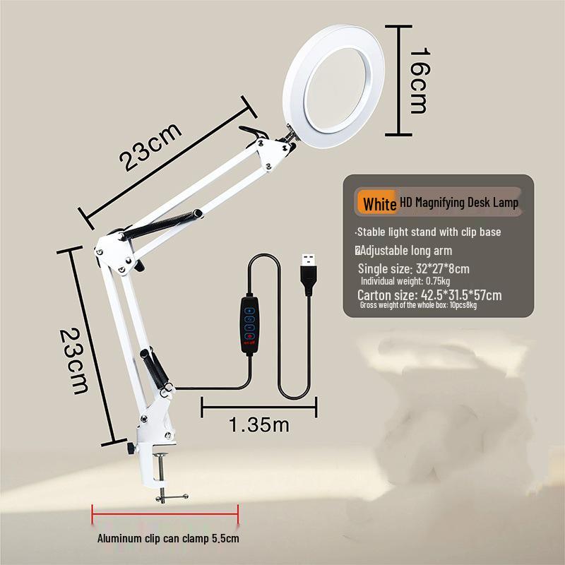 LED Long Arm Desk Lamp with Magnifying Glass – Cross-Border Eye Protection for Reading, Learning, Welding, and Repairs