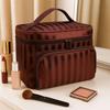Large Capacity Stripe Cosmetic Bag Waterproof Toiletry Bag Fashionable Makeup Bag Beauty Storage