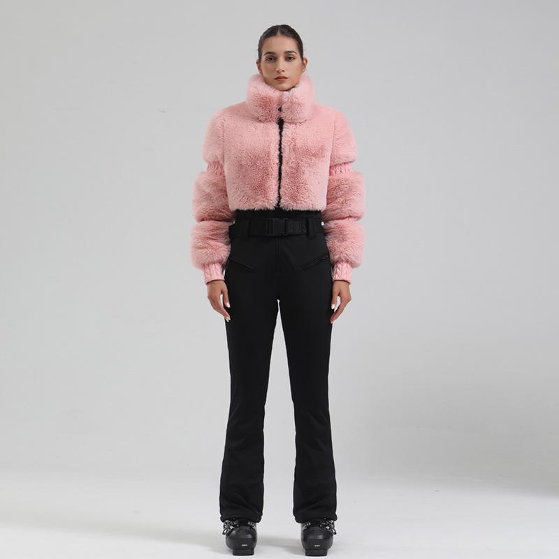 

Женский зимний ветрозащитный лыжный костюм - Теплый, плотный, облегающий цельный для занятий спортом на открытом воздухе S розовый