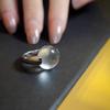 Natural Ice Chalcedony Rings For Women Genre Style Glossy Translucent Light Luxury Round Bead Ring Minimalist  Jewelry