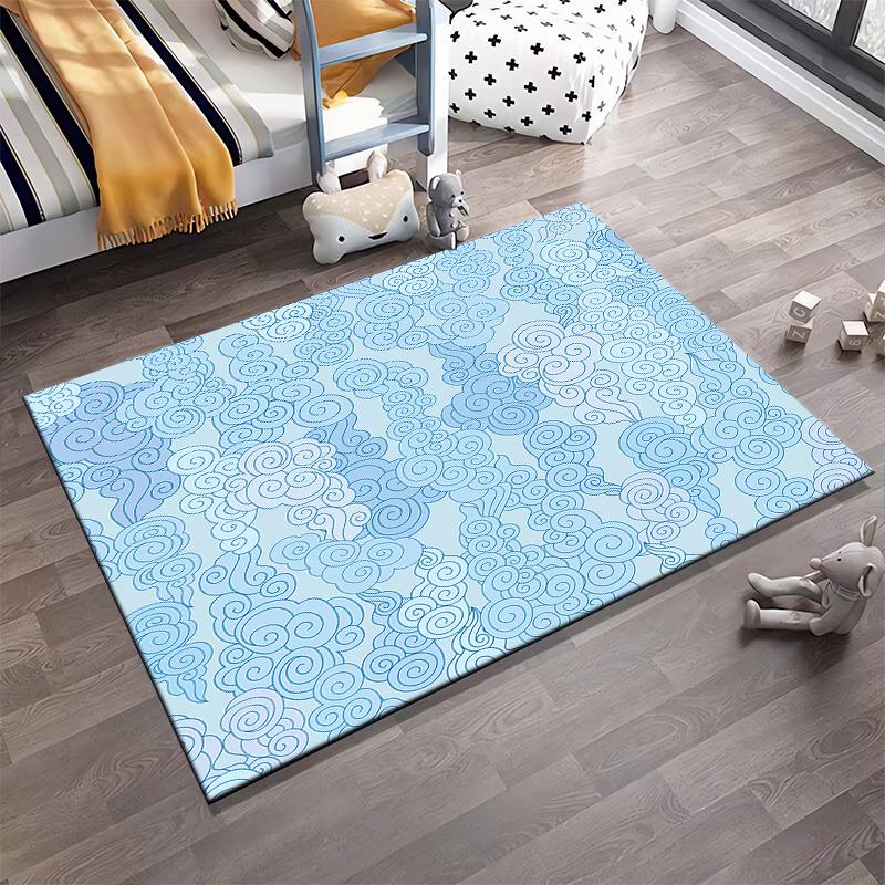 Whimsical Blue Cloud Pattern Rug - Non-slip rug suitable for living room and bedroom sofas