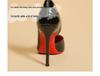 Women's Black Stiletto High Heels with Red Bottom, Side Cutout, and Pointed Toe - 2025 New Patent Leather Nightclub Shoes