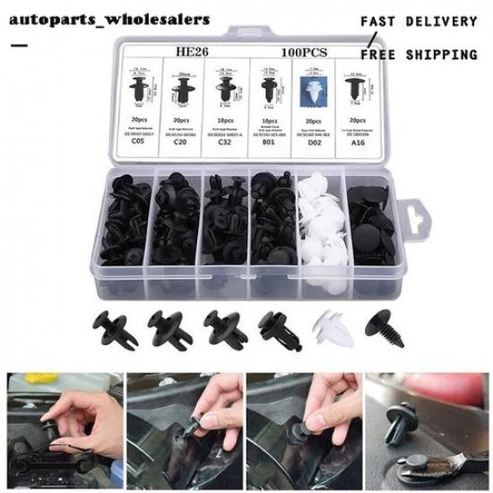 100x Befestigungs-Clips Set Kotflügelverkleidung Druck-Clips für Honda Auto US