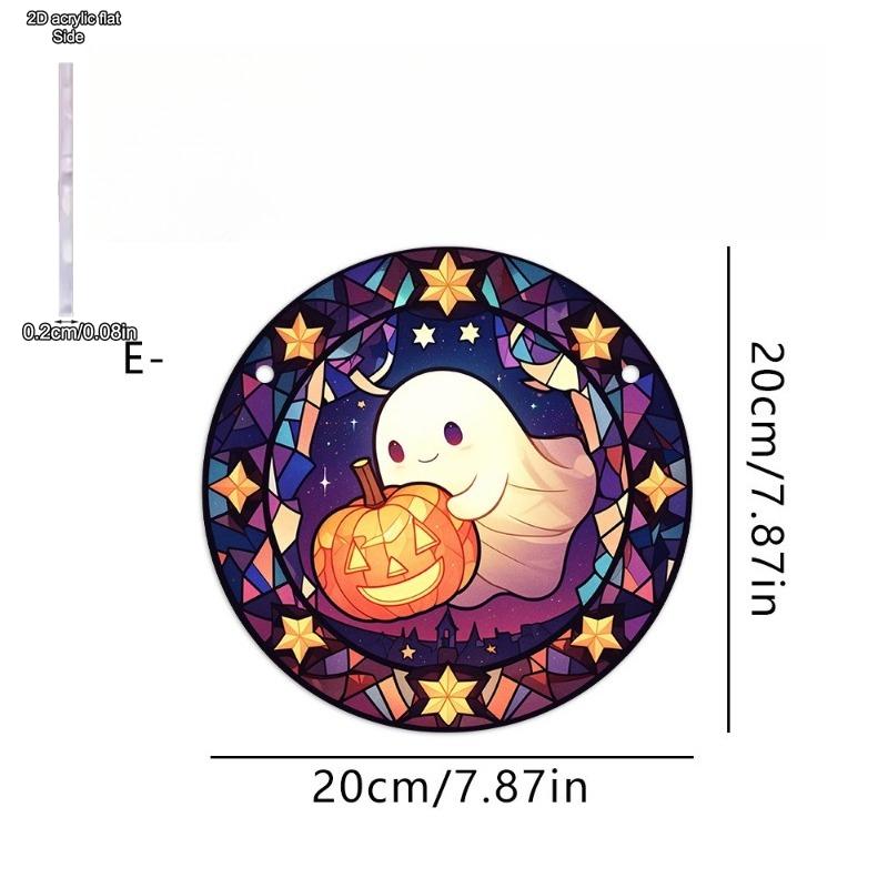 Halloween Ghost Sun Catcher - Circular Acrylic Sign, Acrylic Desktop Ornament, Wall Decor Art, Four Seasons Decoration, Novelty Home Decor