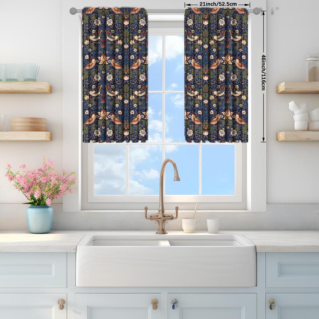2pcs of Ethnic Style Flower and Bird Patterned Curtains   Shade and Privacy Protection   Suitable for Decorating Various Rooms