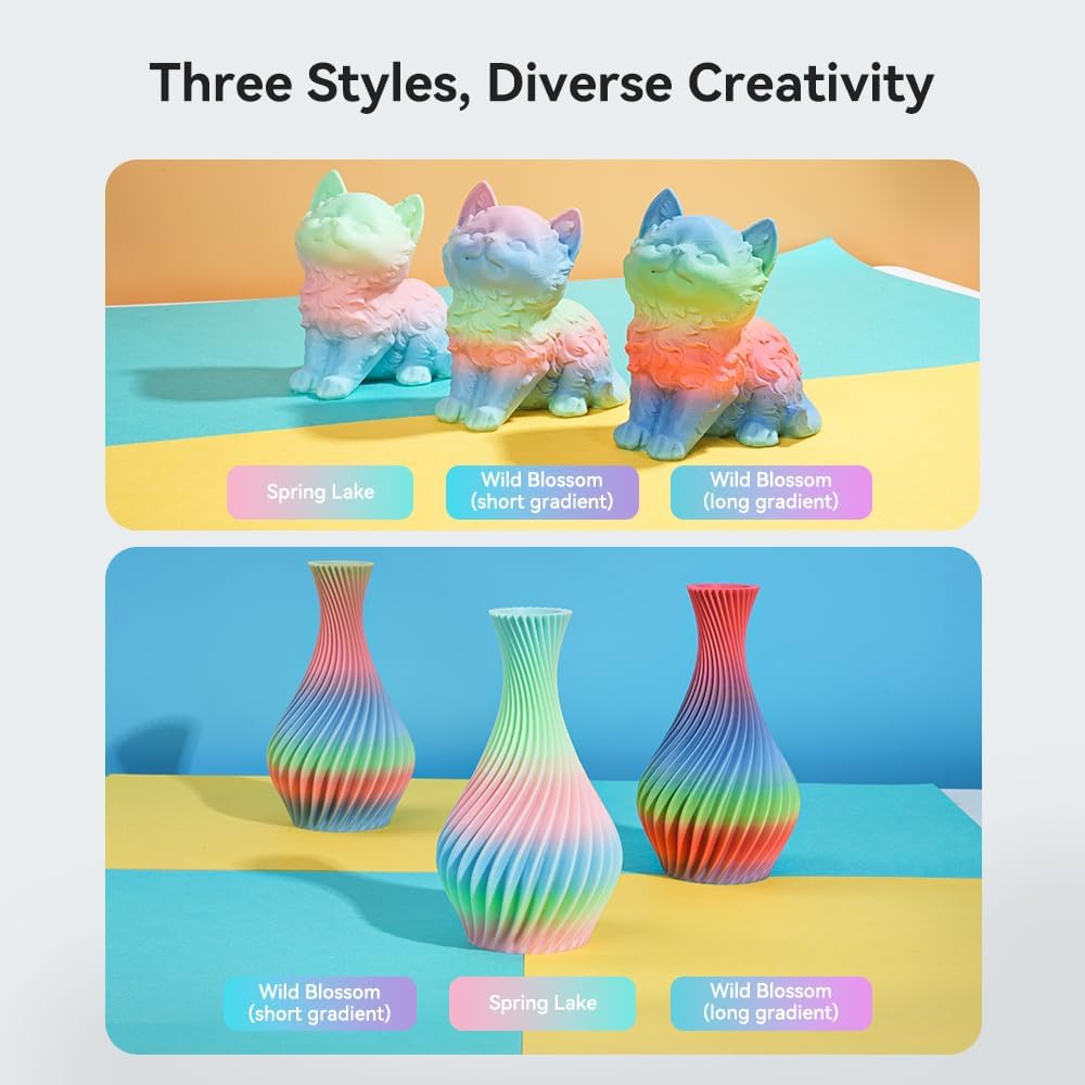 Creality Hyper Rainbow PLA 3D Printing Filament 1kg 1.75mm Vibrant Gradients Colors High Speed Printing Material