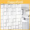 Elegant Square Plaid Shower Curtain With Hooks Waterproof And Thickened Bath Cover For Modern Spaces
