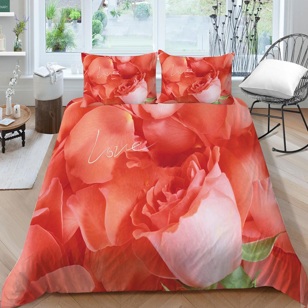 Creative Rose Series Bedding Two Or Three-Piece Set Polyester 3D Digital Printing