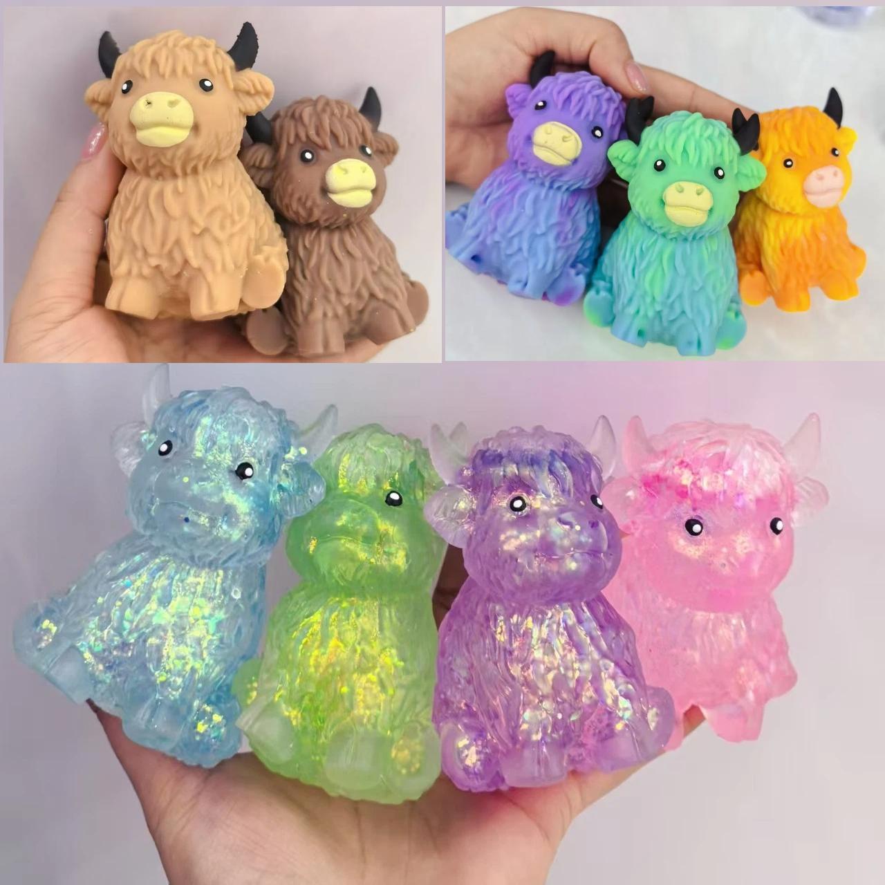Squishy Maltose Sugar cow Squeeze Toy Kawaii cattle Stretchable Slow Rising Fidget Toy for Adults Stress Anxiety Relief Gifts