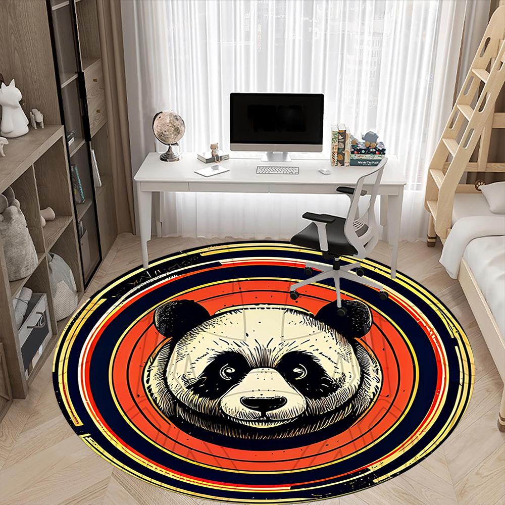 1pc Panda Circle Office Round Area Rug, Under Office Chairs Bedroom Living Room Home Decor, Room Deco, Available in Various Sizes