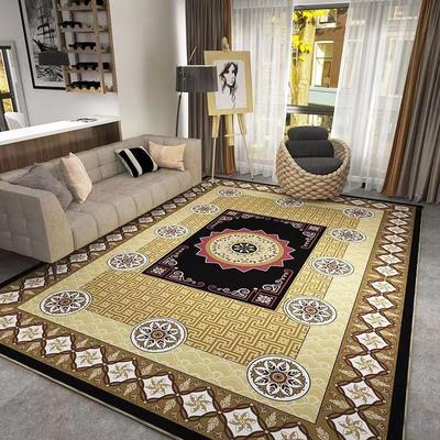 Persian Style Area Rugs Intricate Medallion Design Blue Black Beige Colors for Elegant Living Room Decor