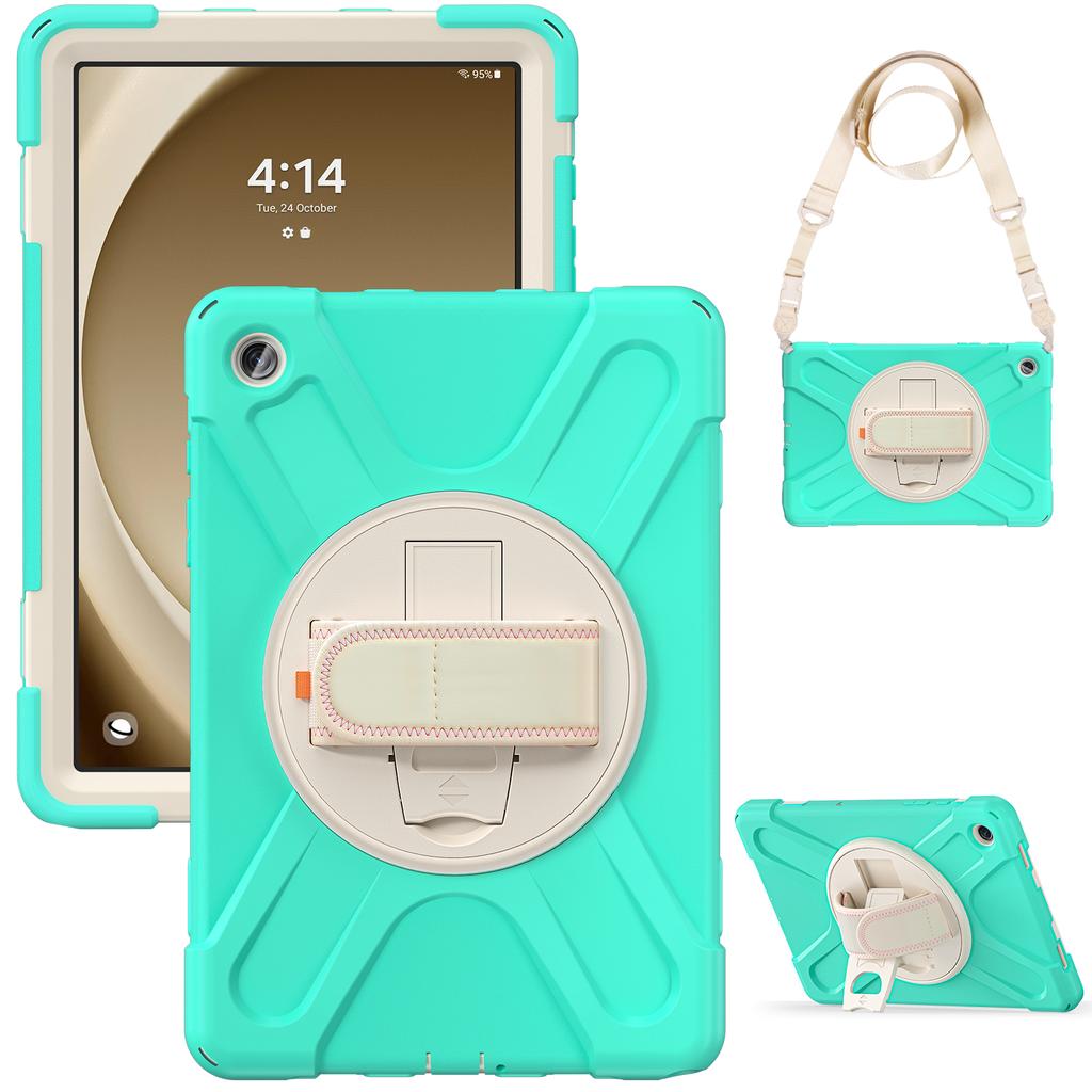 Rugged Case for Samsung Galaxy Tab A9 Plus 2023 11.0 Inch SM-X210 X215 X216B 360 Rotating Stand Cover with Hand & Shoulder Strap