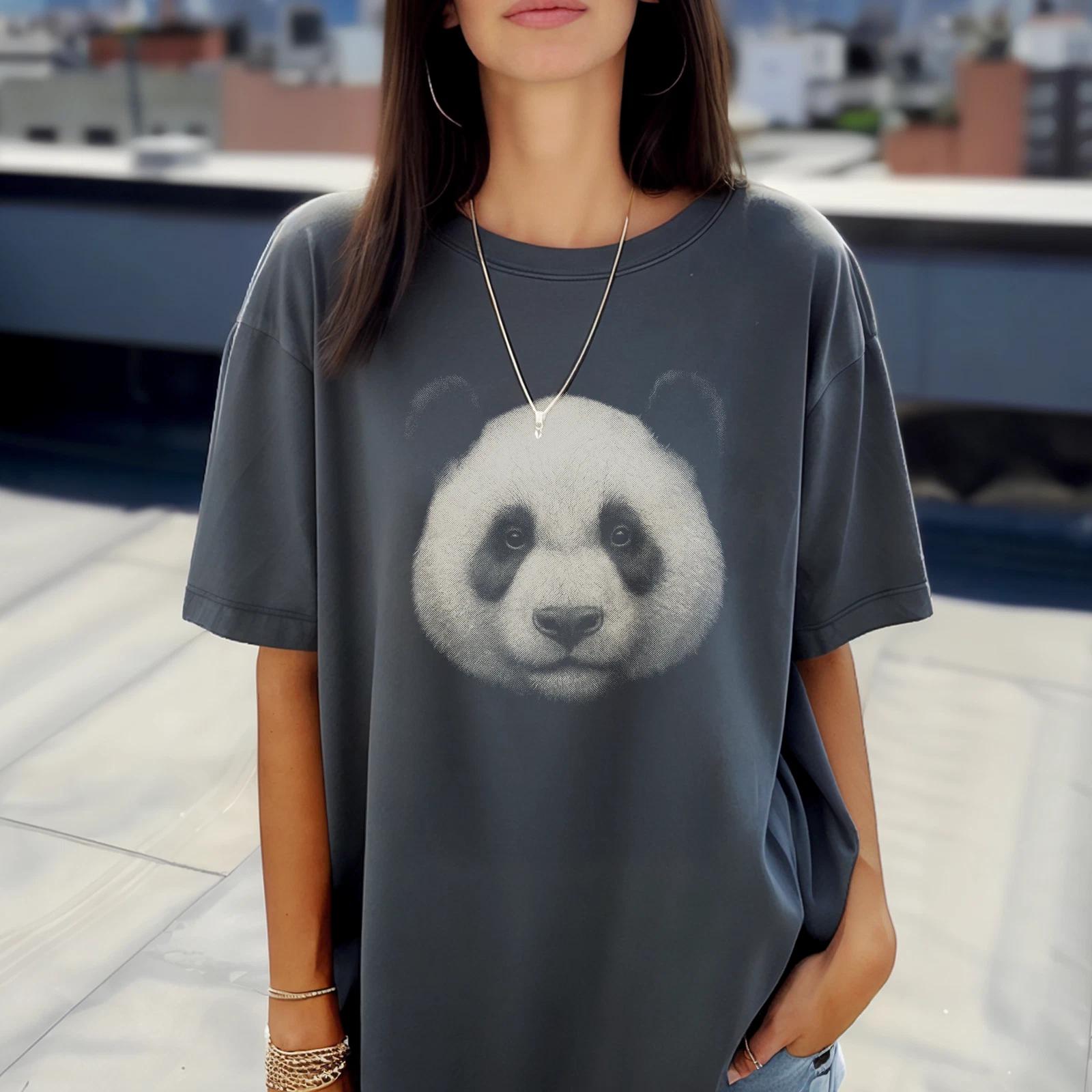 Panda T shirt, Face Garment-Dyed Tee, Cute Animal Tee, Gift for Animal Lovers 3XL