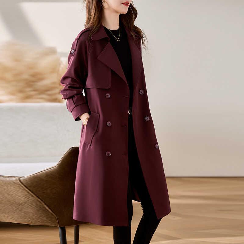 

Ankola Red Trench Coat: Mid-Length Slim, British Style for Spring & Autumn XL