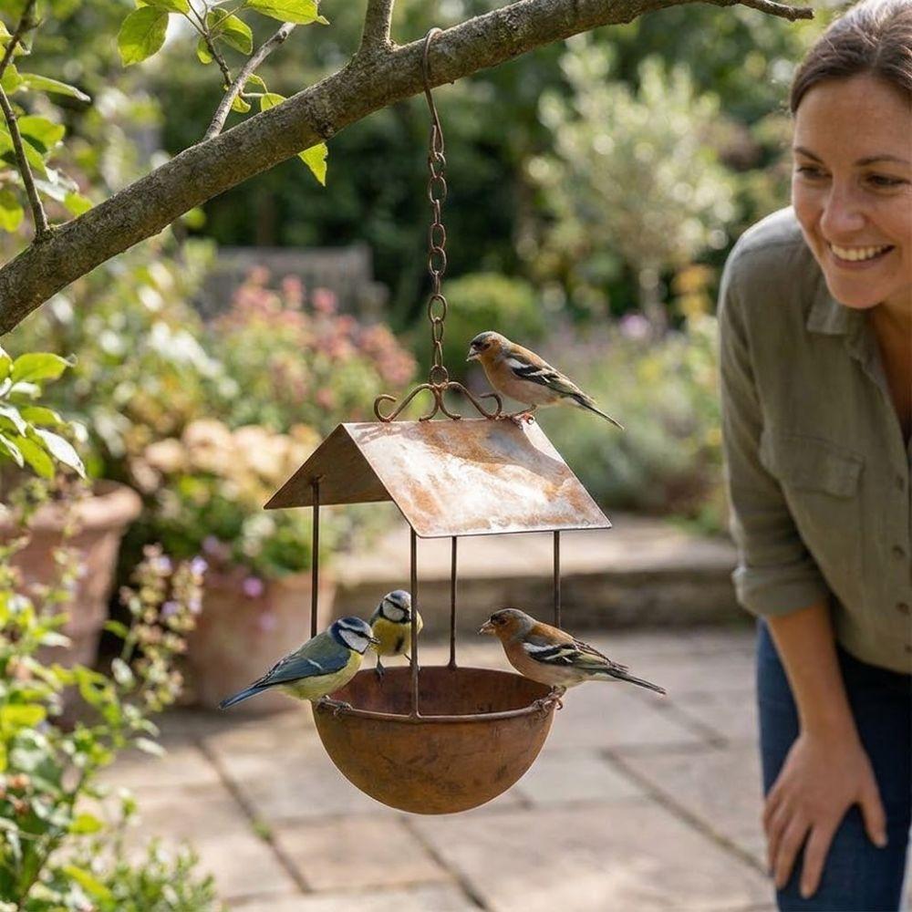 Vintage Automatic Feeding Station Rusty Iron Hanging Bird Feeder Hummingbird Feeder  Balcony