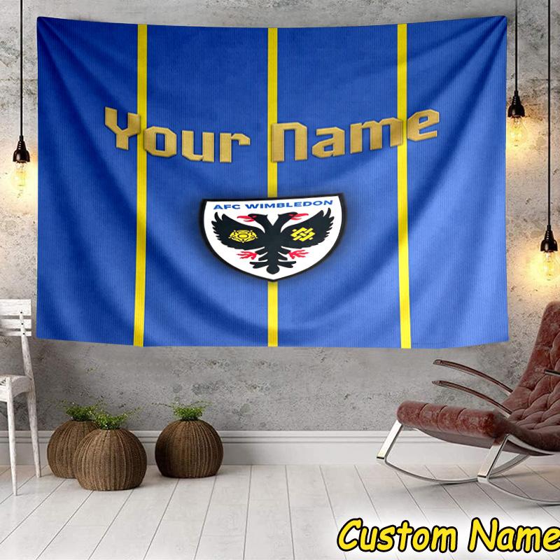Custom Name Afc Wimbledon Crest Tapestry Room Decoration Wall Hanging for Living Room Bedroom, dormitory, Birthday and Christmas gifts