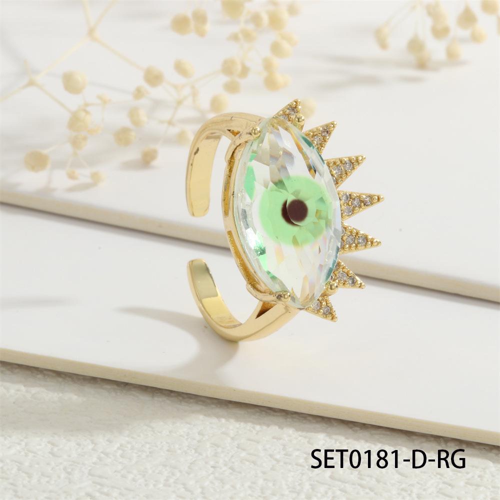 18K Gold-Plated Copper Evil Eye Ring with Zircon - High-End Luxury Women's Ins Style.