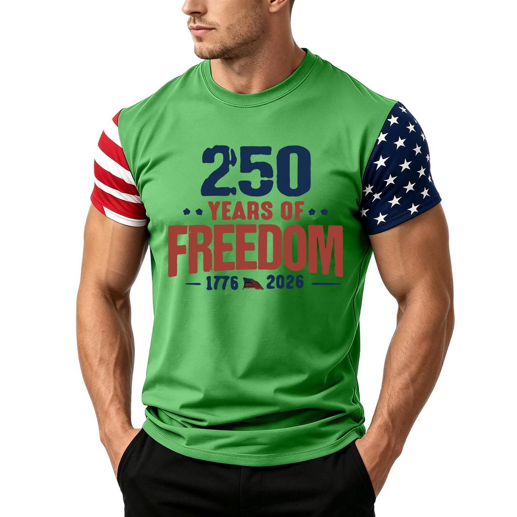 Men's Independence Day Flag Print Short Sleeve T-Shirt, Loose Casual Daily Summer Tops