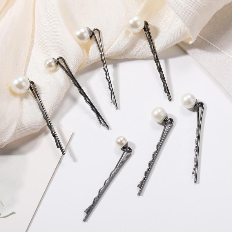 Gold-plated pearl hairpin new statement accessory one-lip clip bridal jewelry set feminine style