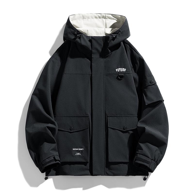 

Spring and Autumn New Casual Men s Plus Size Jacket Men s Loose Fashion American Sports Waterproof Cargo Jacket M