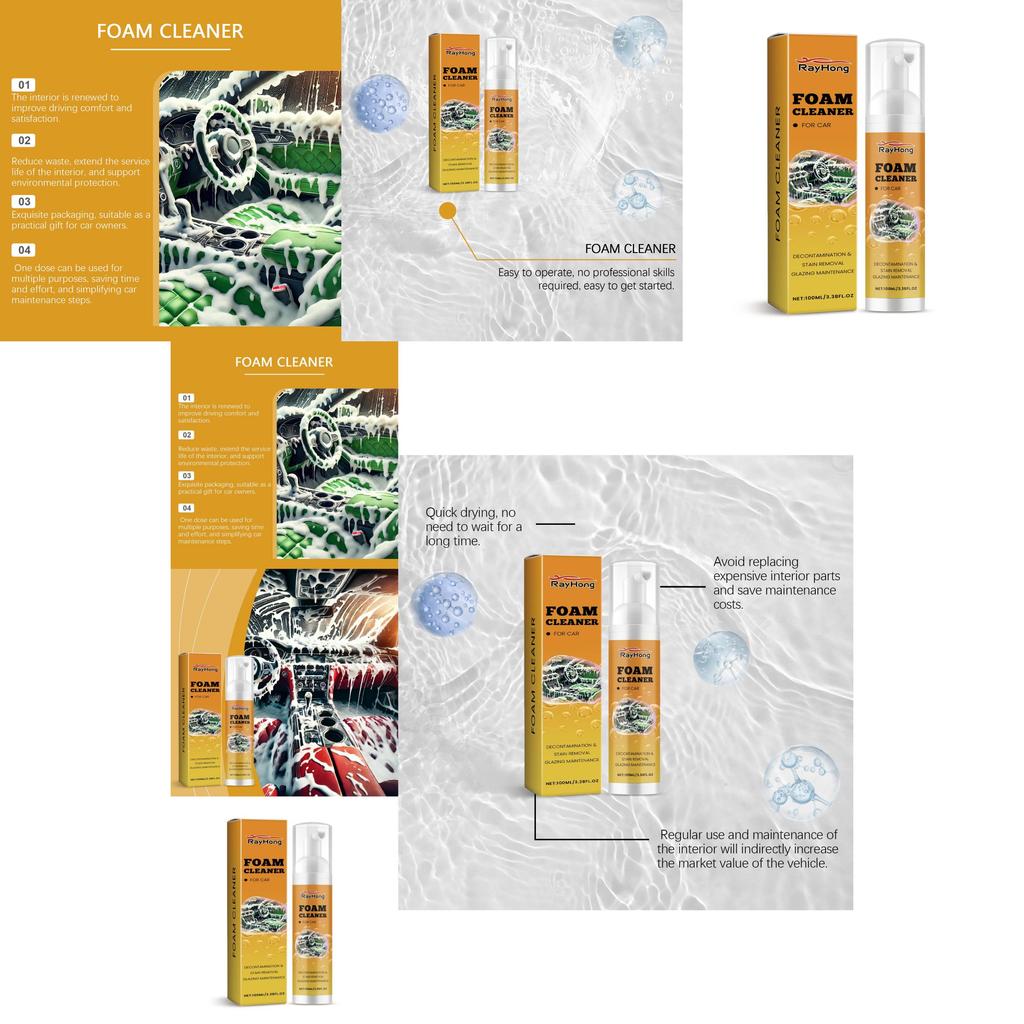 Rayhong Car Foam Cleaner 100ml Premium Foam Cleaner For Interior Care And Protection