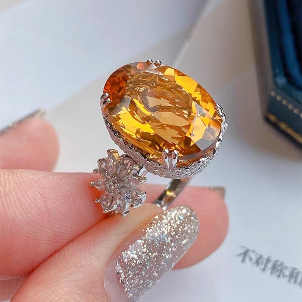 

Elegant Champagne Diamond 12ct Topaz Blue Santa Maria Color Womens Ring adjustable