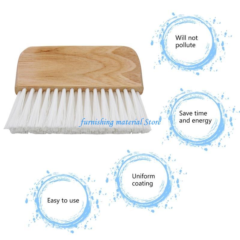 Y5GD Practical Flat Brush Fiber Brush with Wooden Handle Hand-held Art Brush Furniture Brush Cleaner for Indoor Outdoor Wall