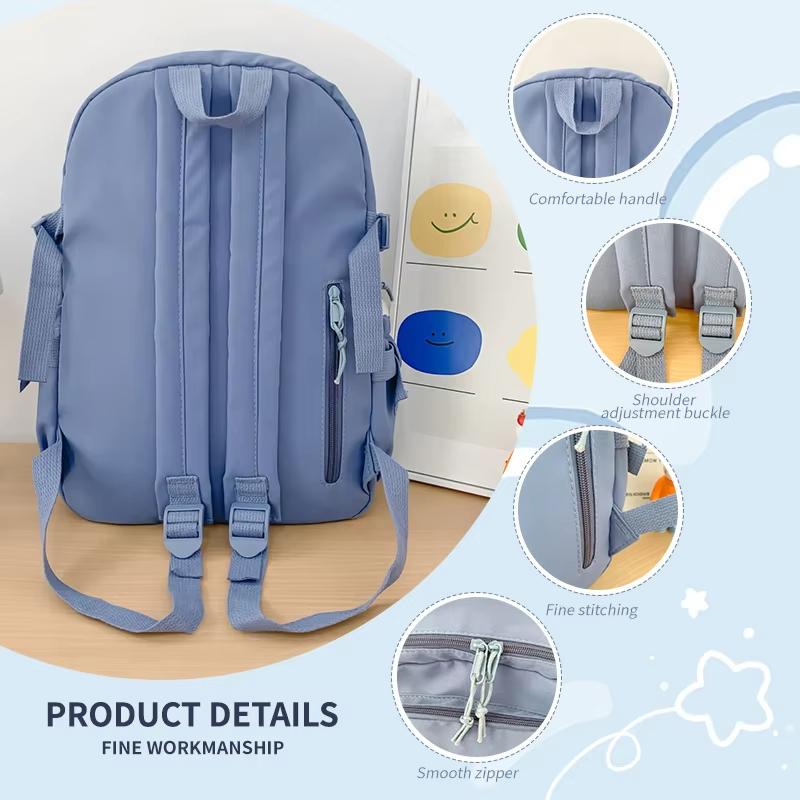 Cute Oxford Cloth Ita School Backpack, Multi-Pocket Breathable Bag for Girls & Ladies, Clear Window for Badges
