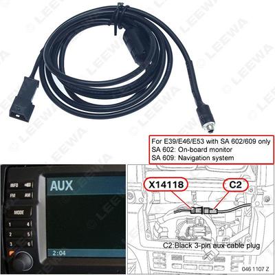 BMW E39 E46 E53 AUX Audio Input Cable: 3.5mm Female To 3-Pin Connector