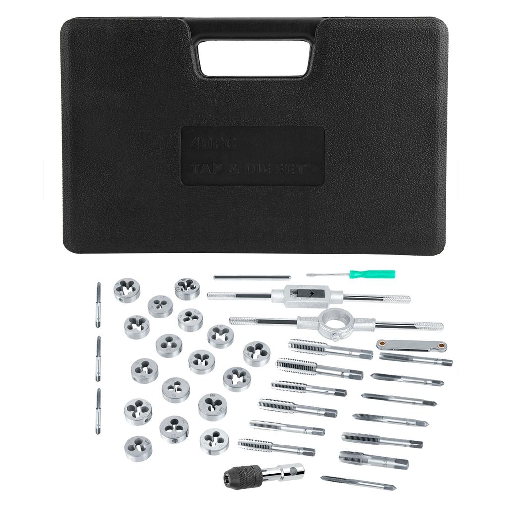 Ensemble de 40 tarauds et filières M3 avec clés et jauge de filetage, outils manuels robustes