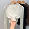 Semi-turtleneck Bottoming Shirt Women's New Women's Clothing Sexy Crochet Hollow Shirt Temperament with Waist Top