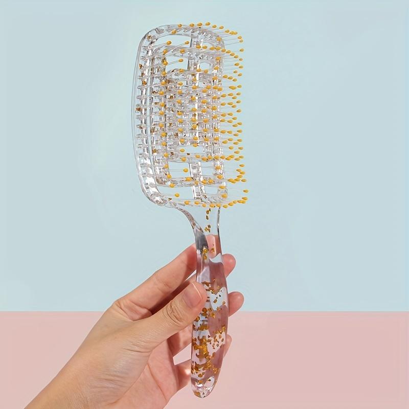 

Антистатическая изогнутая щетка для волос с прочной ручкой и щетиной из АБС-пластика золотой