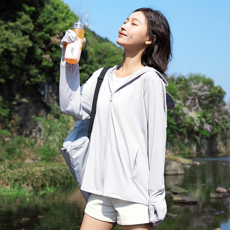 Loose Sunscreen Clothing for Women's Summer 1011 New UV Protection, Cold Silk, Cool and Breathable Outdoor Thin Skin Clothing, Sunscreen Clothing