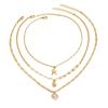 Multi-layer   necklace, gold  pearl fishtail chain pendant necklace, fashionable bohemian  pendant necklace