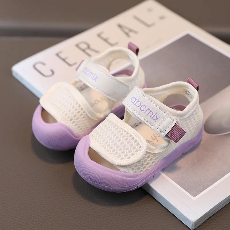 Kids Sandals Summer Shoes for Little Toddlers Boy Girl Children Net Shoes Air Mesh Cut-outs Hollow Toe-covered Sandal