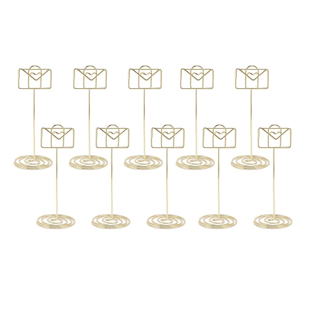 10PCS Table Number Holders Envelope Shape Metal Card Clips for Photo Menu Place Cards Restaurant Wedding Party