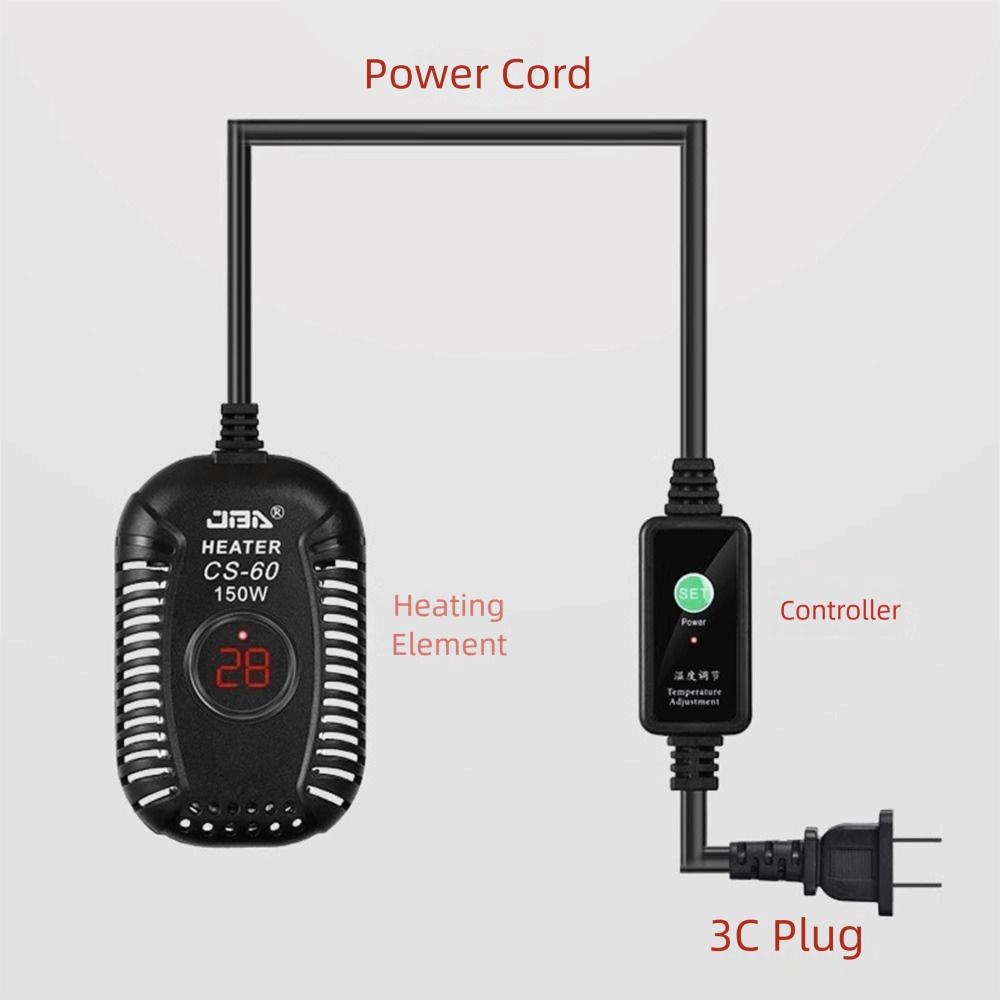 Quartz Glass Aquarium Submersible Heater Ultra Short Adjustable Turtle Tank Heater Low Water Level 25w-150w