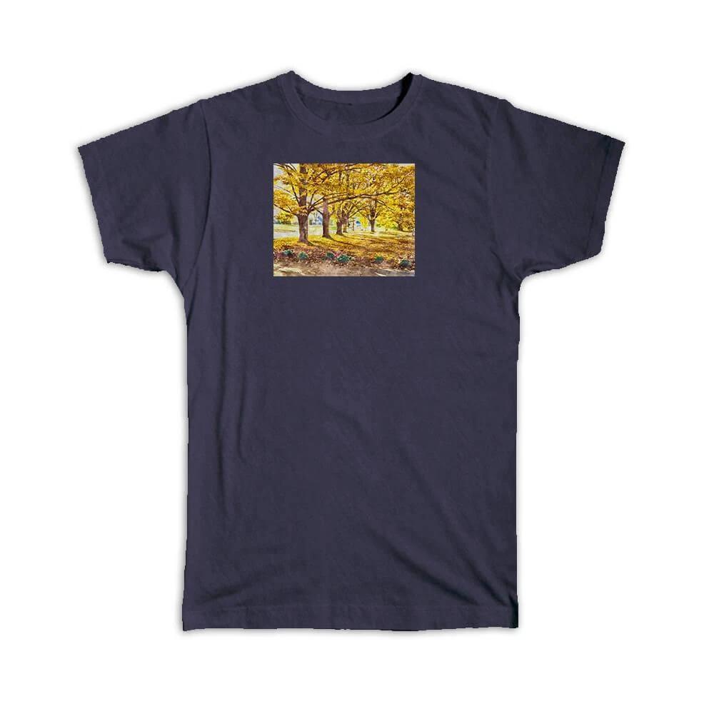 Gift T-Shirt : Watercolor Scenary Autumn Trees XL