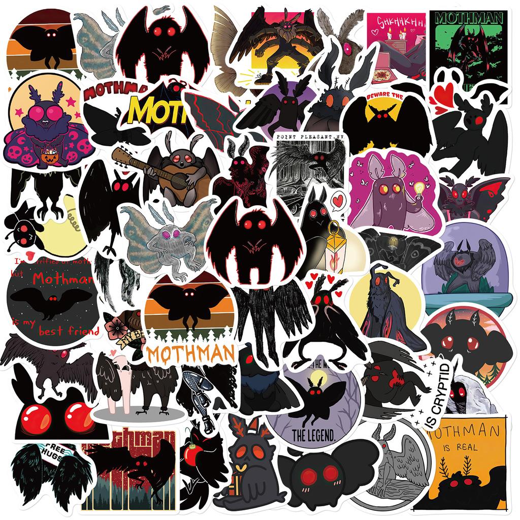 50 Cartoon Moth Man Doodle Stickers Guitar Notebook Suitcase DIY Waterproof Stickers