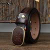 Belt Men's Retro Easy Matching Laser Engraving Pattern Trendy Smooth Buckle Buckle Genuine Leather Pure Cowhide Casual Belt