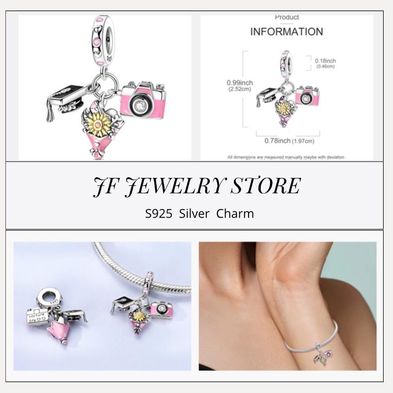 copper Charm Compatible With Bracelets Do It Yourself Jewellery Making Pink Zircon Authentic Red Blue Charm Bead Charms Ideal For Women Wedding Birthd