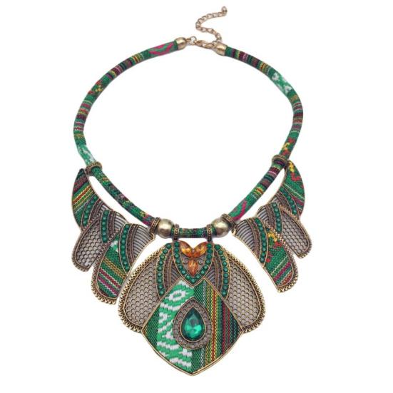 Anhänger Damen Vintage Strass Statement Bib Halskette Schmuck Tribal Geschenk