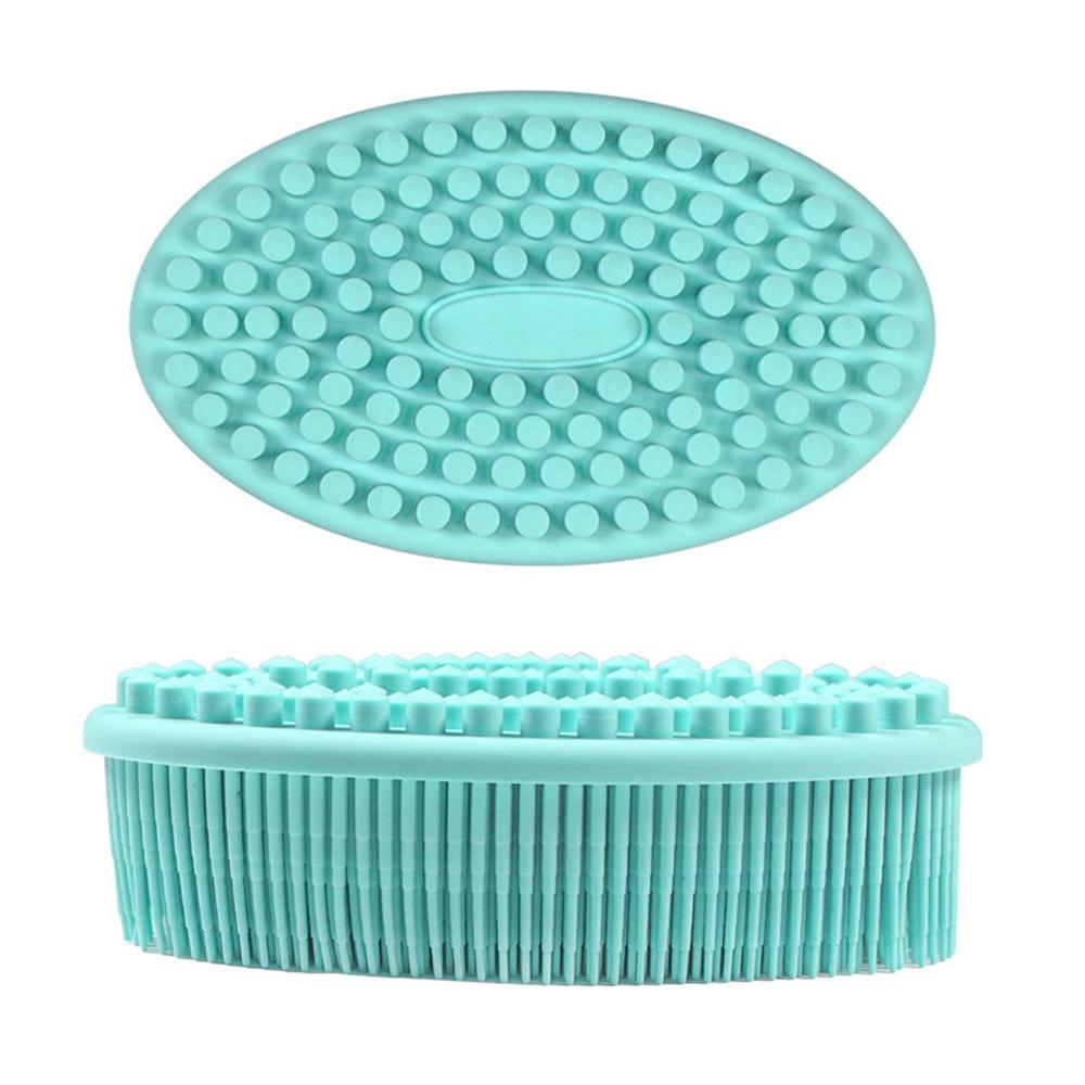 

Double Sided Silicone Massage Bath Brush Soft Gentle Baby Take Shower Tactile Brush Adult Back Rubbing Tool Bathroom Accessories зелёный