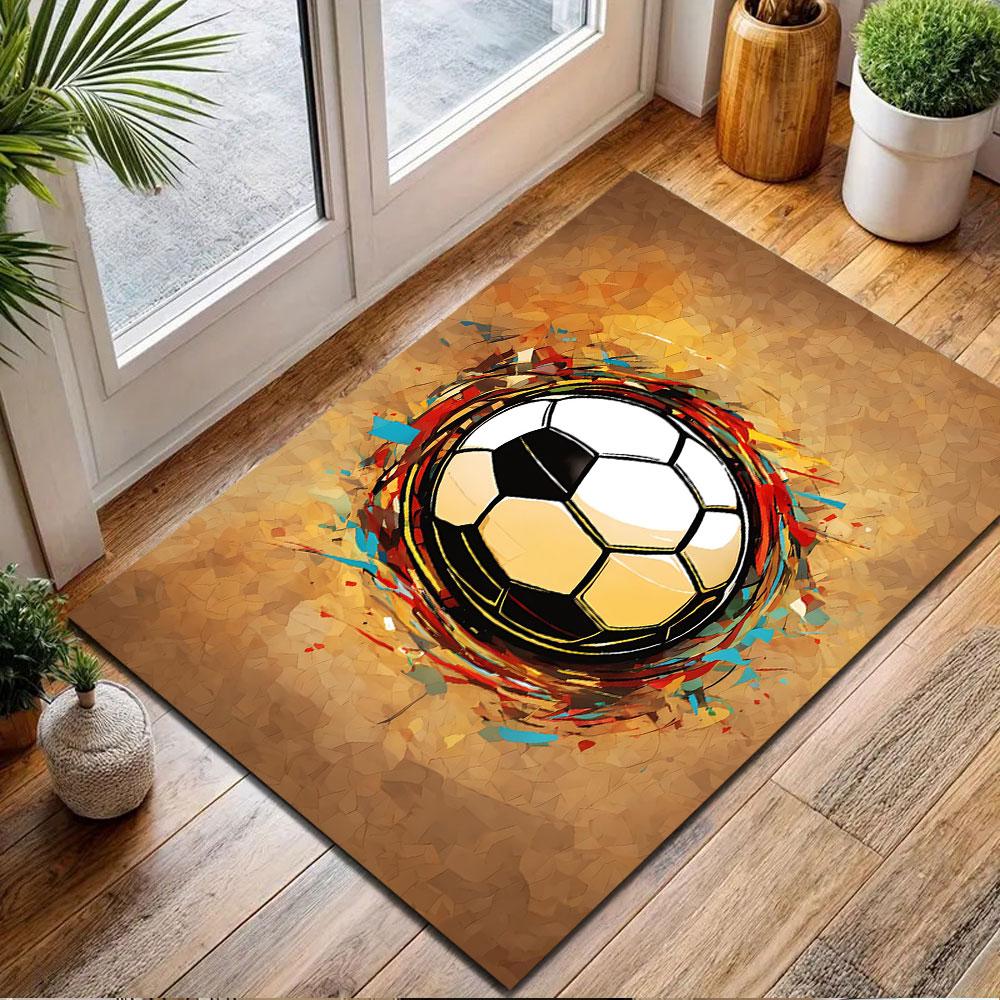 Dynamic Soccer Art Carpet Patterned Carpet, Non Slip Mat Suitable for Living Room and Bedroom Sofas