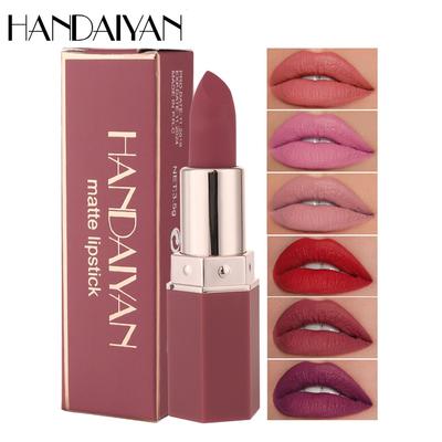 HANDAIYAN Lip Gloss Hexagonal Matte Cup, Red European and American Waterproof Nourishing Lipstick Lip Glaze