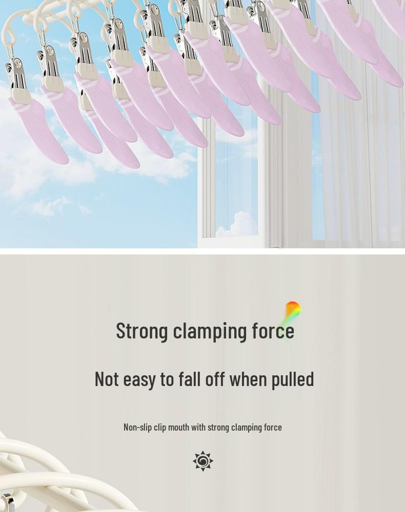 Windproof Stainless Steel Multi-Clip Sock & Underwear Drying Rack
