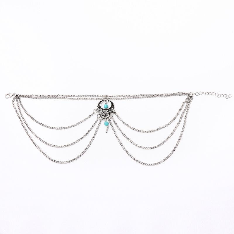 European and American jewelry Bohemian retro ethnic style hollow turquoise water drop anklet beach foot decoration batch